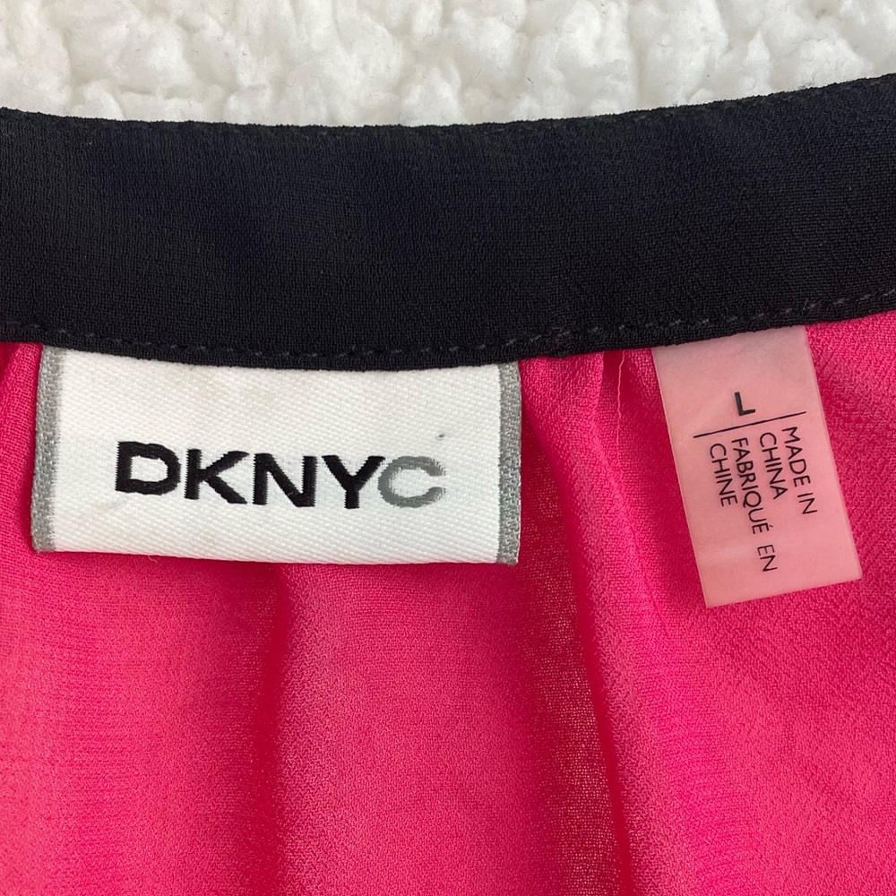 (NWT) DKNYC • Hot Pink/Black Sheer Long Sleeve Button-Down Shirt, L - Picture 13 of 16